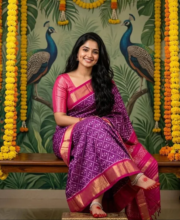 Purple_and_Pink_Pochampally_Ikkat_Silk_Saree_Gold_Zari_|_With_Blouse_Piece
