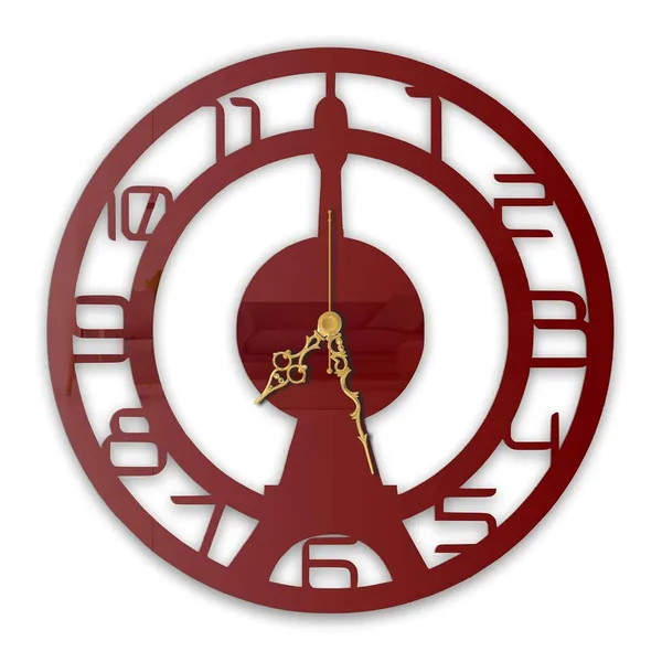 Wine_Red_Paris_Tower_Wall_Clock_Metal_Built_Ultra_High_Gloss_Finish_Silent_Non_Ticking_Clock_For_Living_Room_Bedroom_Modern_Metal_Wall_Decor