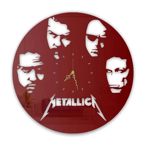 Wine_Red_Rock_Legends_Wall_Clock_Metal_Built_Ultra_High_Gloss_Silent_Non_Ticking_Movement_Music_Wall_Decor_Living_Room_Studio_Bedroom