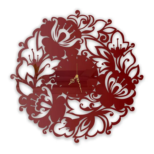 Wine_Red_Floral_Bloom_Wall_Clock_Metal_Built_Ultra_High_Gloss_Metal_Wall_Clock_Silent_Non_Ticking_Movement_Modern_Wall_Decor_For_Living_Room_Bedroom