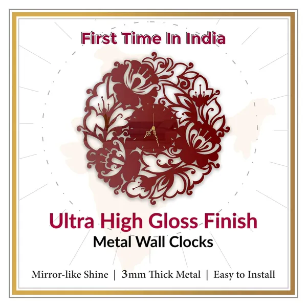 Wine_Red_Floral_Bloom_Wall_Clock_Metal_Built_Ultra_High_Gloss_Metal_Wall_Clock_Silent_Non_Ticking_Movement_Modern_Wall_Decor_For_Living_Room_Bedroom