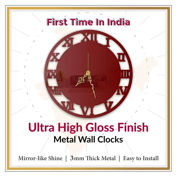 Wine_Red_Roman_Classic_Wall_Clock_Metal_Built_Ultra_High_Gloss_Silent_Non_Ticking_Movement_Vintage_Wall_Decor_Living_Room_Bedroom_Office