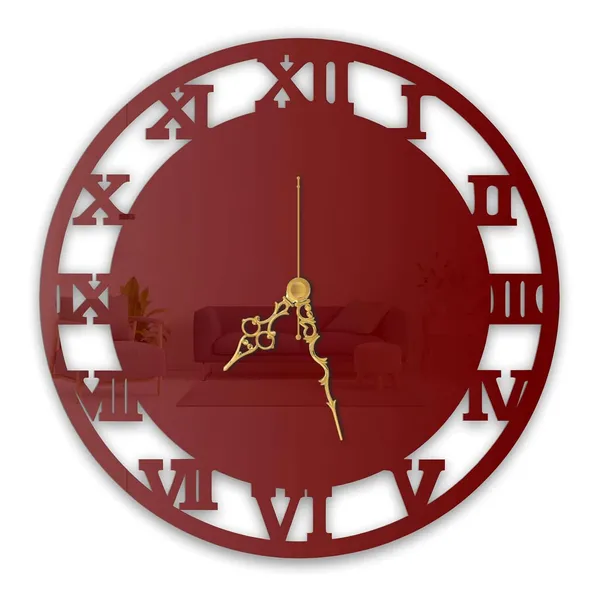 Wine_Red_Roman_Classic_Wall_Clock_Metal_Built_Ultra_High_Gloss_Silent_Non_Ticking_Movement_Vintage_Wall_Decor_Living_Room_Bedroom_Office