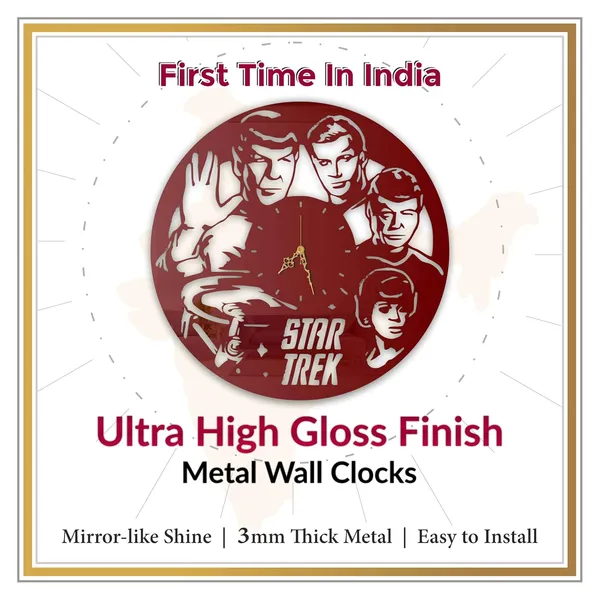 Wine_Red_Galactic_Crew_Wall_Clock_Metal_Built_Ultra_High_Gloss_Silent_Non_Ticking_Movement_Futuristic_Wall_Decor_Living_Room_Gaming_Room_Bedroom