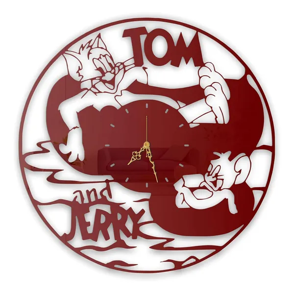 Wine_Red_Cat_Mouse_Duo_Wall_Clock_Metal_Built_Ultra_High_Gloss_Silent_Non_Ticking_Movement_Cartoon_Wall_Decor_Living_Room_Bedroom_Kids_Room