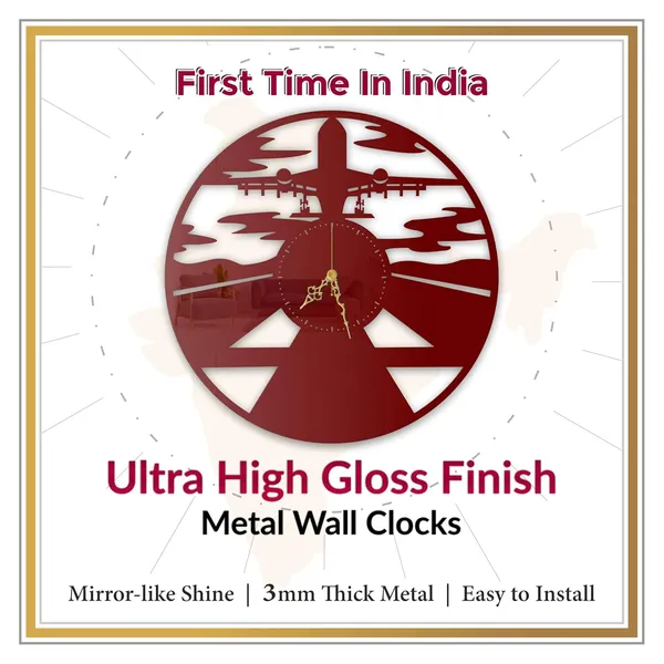 Wine_Red_Airplane_Runway_Wall_Clock_Metal_Laser_Cut_Silent_Sweep_Movement_Aviation_Themed_Wall_Decor_For_Living_Room_Office_Pilot_Gifts