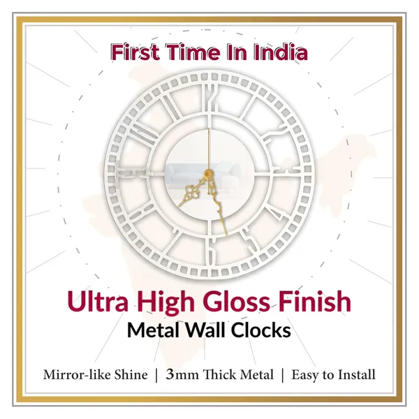 White_Open_Frame_Roman_Wall_Clock_Metal_Built_Ultra_High_Gloss_Silent_Non_Ticking_Movement_Vintage_Wall_Decor_Living_Room_Bedroom_Office