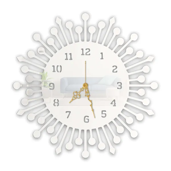 White_Sunburst_Modern_Wall_Clock_Metal_Built_Ultra_High_Gloss_Silent_Non_Ticking_Movement_Contemporary_Wall_Decor_Living_Room_Bedroom_Office