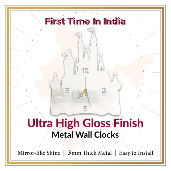 White_Fairytale_Castle_Wall_Clock_Metal_Built_Ultra_High_Gloss_Metal_Wall_Clock_Silent_Non_Ticking_Movement_Kids_Room_Decor_Living_Room_Bedroom