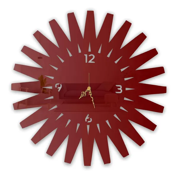 Wine_Red_Sunburst_Aura_Wall_Clock_Metal_Built_Ultra_High_Gloss_Metal_Wall_Clock_Silent_Non_Ticking_Movement_Modern_Wall_Decor_For_Living_Room_Bedroom