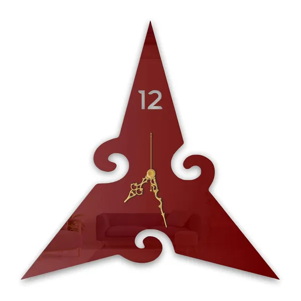 Wine_Red_Tri_Edge_Artistic_Wall_Clock_Metal_Ultra_High_Gloss_Silent_Non_Ticking_Unique_Triangle_Shape_Wall_Decor_For_Living_Room