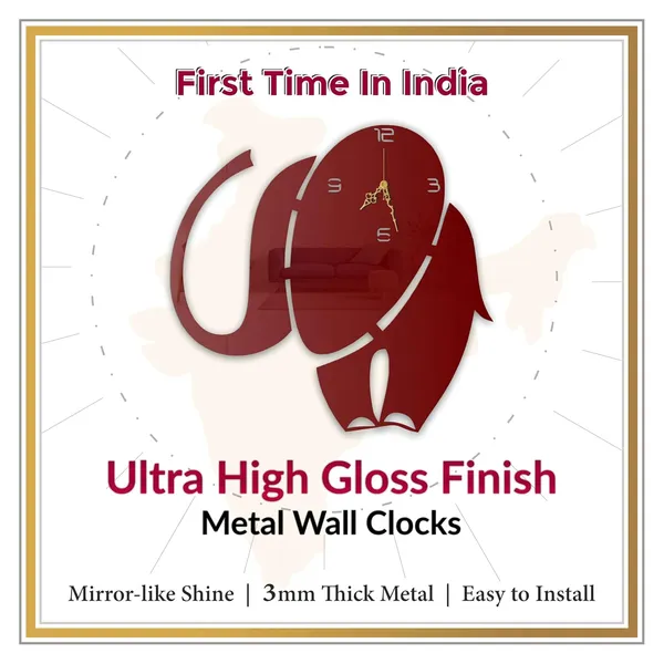 Wine_Red_Elephant_Wall_Clock_Silent_Non_Ticking_Metal_Art_Modern_Animal_Theme_Wall_Decor_For_Living_Room_Bedroom_High_Gloss_Finish