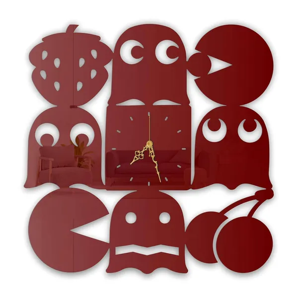 Wine_Red_Retro_Maze_Hero_Wall_Clock_Metal_Built_Ultra_High_Gloss_Metal_Wall_Clock_Silent_Non_Ticking_Movement_Fun_Wall_Decor_For_Living_Room_Bedroom