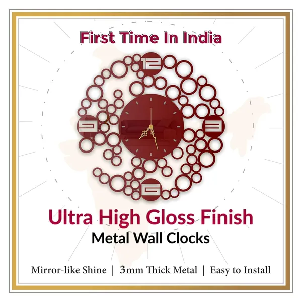 Wine_Red_Bubble_Orbit_Wall_Clock_Metal_Built_Ultra_High_Gloss_Metal_Wall_Clock_Silent_Non_Ticking_Movement_Modern_Wall_Decor_For_Living_Room_Bedroom
