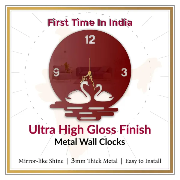 Wine_Red_Swan_Romance_Wall_Clock_Metal_Built_Ultra_High_Gloss_Metal_Wall_Clock_Silent_Non_Ticking_Movement_Modern_Wall_Decor_For_Living_Room_Bedroom