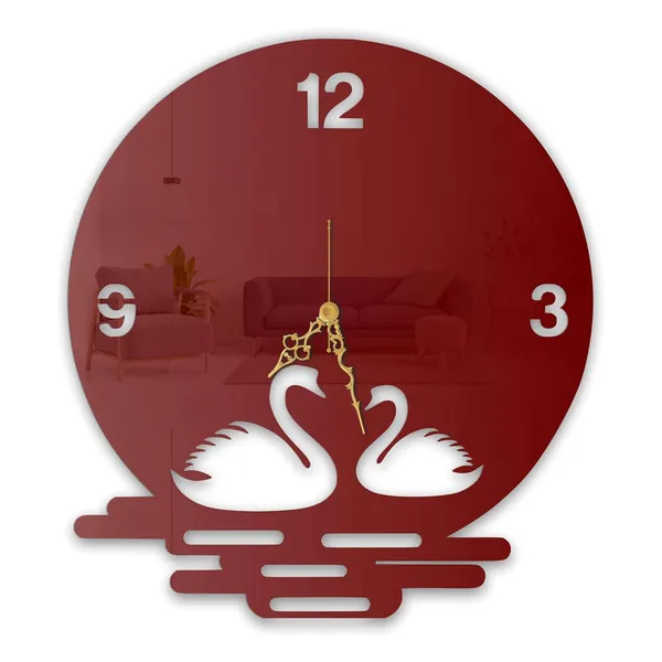 Wine_Red_Swan_Romance_Wall_Clock_Metal_Built_Ultra_High_Gloss_Metal_Wall_Clock_Silent_Non_Ticking_Movement_Modern_Wall_Decor_For_Living_Room_Bedroom
