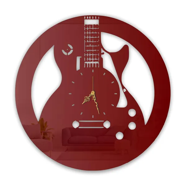 Wine_Red_Electric_Guitar_Wall_Clock_Metal_Built_Ultra_High_Gloss_Silent_Non_Ticking_Movement_Music_Wall_Decor_Living_Room_Studio_Bedroom