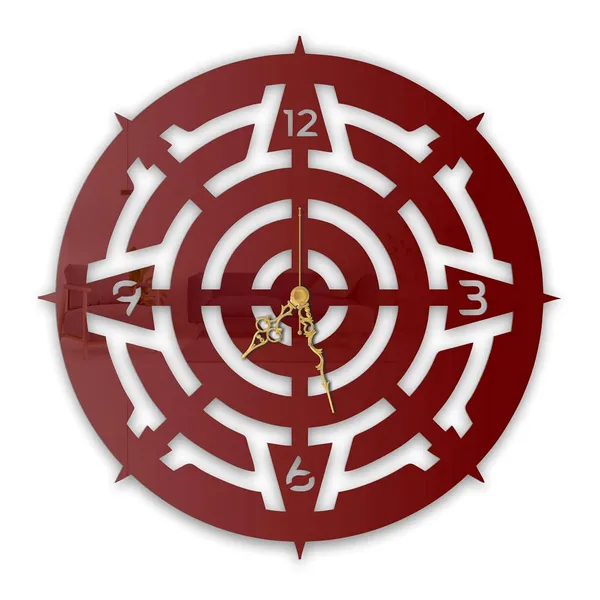 Wine_Red_Compass_Maze_Wall_Clock_Metal_Built_Ultra_High_Gloss_Metal_Wall_Clock_Silent_Non_Ticking_Movement_Modern_Wall_Decor_For_Living_Room