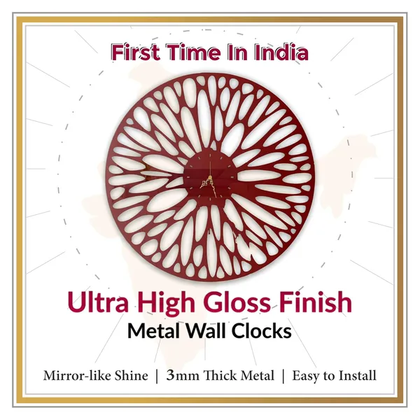 Wine_Red_Organic_Ripple_Wall_Clock_Metal_Ultra_High_Gloss_Silent_Non_Ticking_Modern_Ripple_Pattern_Wall_Decor_For_Living_Room