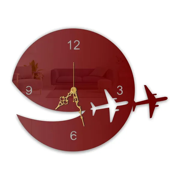 Wine_Red_Airplane_Trail_Wall_Clock_Metal_Built_Ultra_High_Gloss_Silent_Non_Ticking_Movement_Travel_Wall_Decor_Living_Room_Bedroom_Office