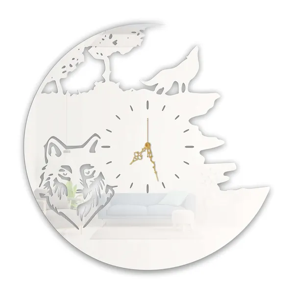 White_Wolf_Howling_Wall_Clock_Metal_Ultra_Gloss_Silent_Non_Ticking_Movement_Wildlife_Wall_Decor_For_Living_Room_Bedroom