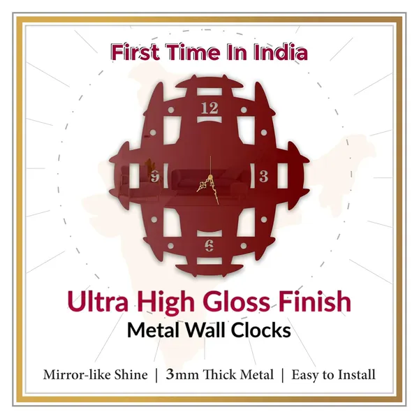 Wine_Red_Geogrid_Wall_Clock_Metal_Built_Ultra_High_Gloss_Metal_Wall_Clock_Silent_Non_Ticking_Movement_Modern_Wall_Decor_For_Living_Room_Office