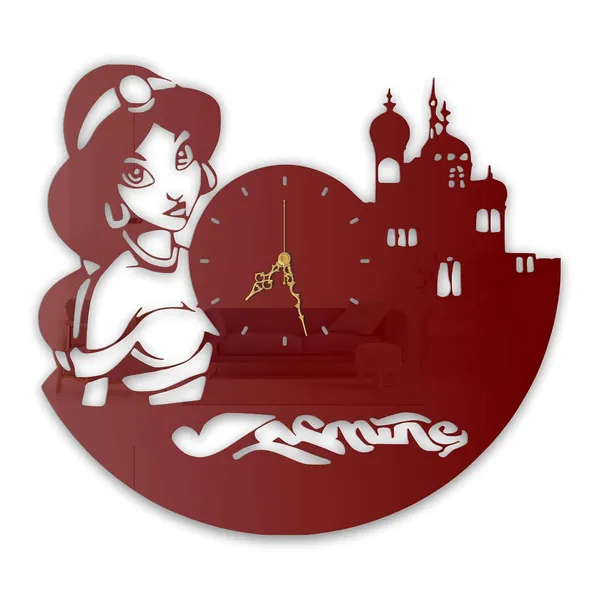 Wine_Red_Desert_Princess_Wall_Clock_Metal_Built_Ultra_High_Gloss_Metal_Wall_Clock_Silent_Non_Ticking_Movement_Fantasy_Wall_Decor_For_Kids_Room