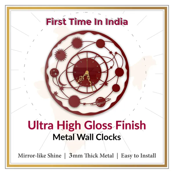 Wine_Red_Cosmic_Galaxy_Wall_Clock_Metal_Built_Ultra_High_Gloss_Silent_Non_Ticking_Movement_Space_Wall_Decor_Living_Room_Bedroom_Kids_Room