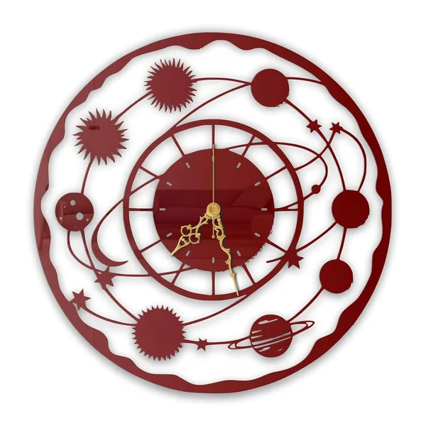 Wine_Red_Cosmic_Galaxy_Wall_Clock_Metal_Built_Ultra_High_Gloss_Silent_Non_Ticking_Movement_Space_Wall_Decor_Living_Room_Bedroom_Kids_Room