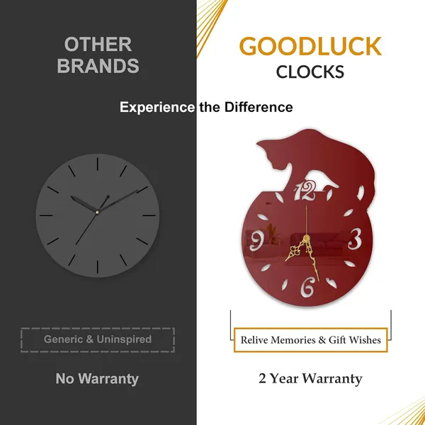 Wine_Red_Playful_Cat_Wall_Clock_Metal_Built_Ultra_High_Gloss_Silent_Non_Ticking_Movement_Modern_Wall_Decor_Living_Room_Bedroom_Kids_Room_Office