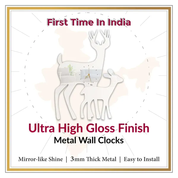 White_Deer_Family_Wall_Clock_Metal_Built_Ultra_High_Gloss_Metal_Wall_Clock_Silent_Non_Ticking_Movement_Nature_Wall_Decor_For_Living_Room_Bedroom