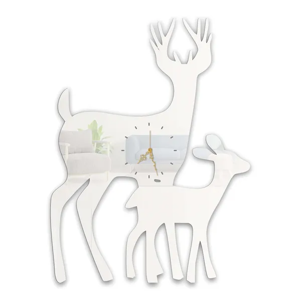 White_Deer_Family_Wall_Clock_Metal_Built_Ultra_High_Gloss_Metal_Wall_Clock_Silent_Non_Ticking_Movement_Nature_Wall_Decor_For_Living_Room_Bedroom
