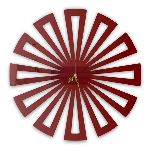 Wine_Red_Geometric_Bloom_Wall_Clock_Metal_Built_Ultra_High_Gloss_Silent_Non_Ticking_Movement_Modern_Wall_Decor_Living_Room_Bedroom_Office