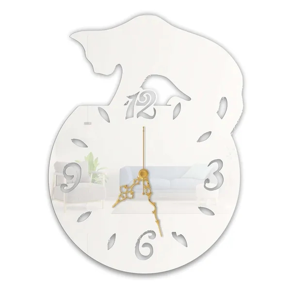 White_Playful_Cat_Wall_Clock_Metal_Built_Ultra_High_Gloss_Silent_Non_Ticking_Movement_Modern_Wall_Decor_Living_Room_Bedroom_Kids_Room_Office