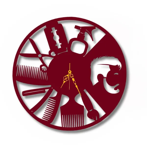 Wine_Red_Barber_Salon_Theme_Clock_Metal_Silent_Non_Ticking_Movement_Stylish_Grooming_Wall_Decor_For_Living_Room_Barbershop