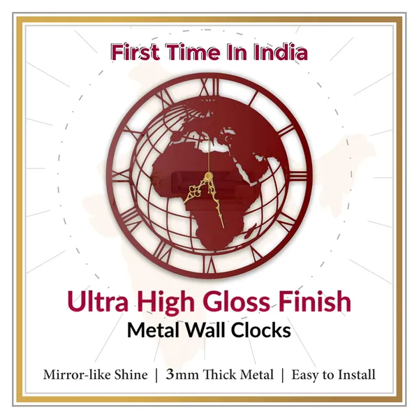 Wine_Red_World_Globe_Wall_Clock_Metal_Built_Ultra_High_Gloss_Silent_Non_Ticking_Movement_Modern_Wall_Decor_Living_Room_Office_Study_Room