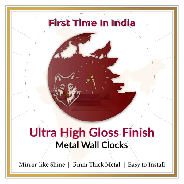 Wine_Red_Wolf_Howling_Wall_Clock_Metal_Ultra_Gloss_Silent_Non_Ticking_Movement_Wildlife_Wall_Decor_For_Living_Room_Bedroom
