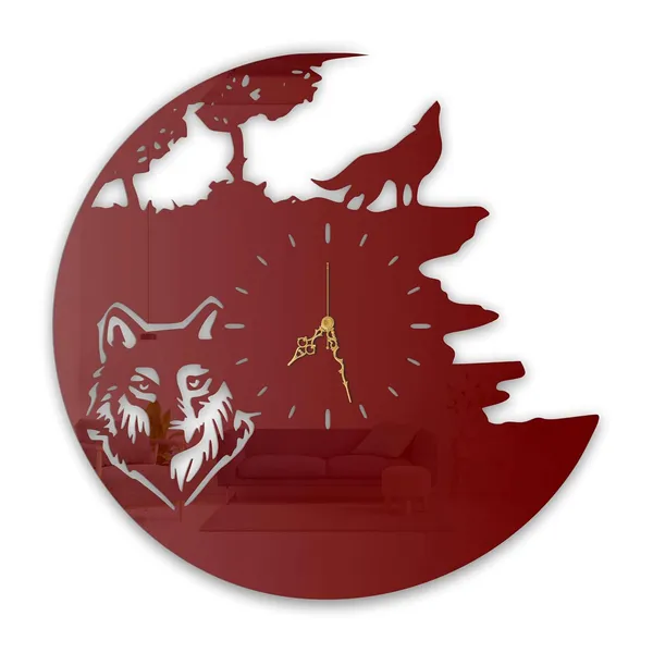 Wine_Red_Wolf_Howling_Wall_Clock_Metal_Ultra_Gloss_Silent_Non_Ticking_Movement_Wildlife_Wall_Decor_For_Living_Room_Bedroom