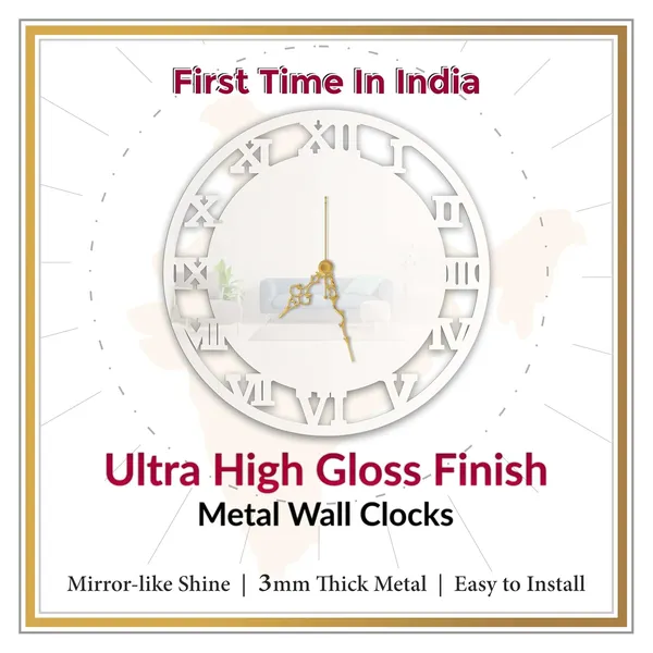White_Roman_Classic_Wall_Clock_Metal_Built_Ultra_High_Gloss_Silent_Non_Ticking_Movement_Vintage_Wall_Decor_Living_Room_Bedroom_Office