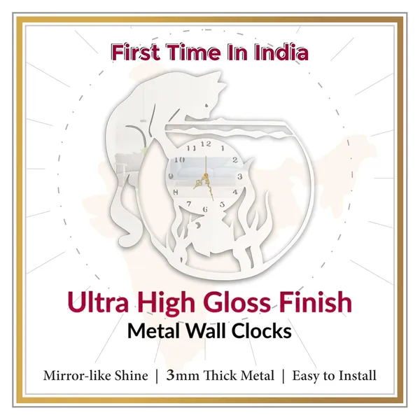 White_Cat_Fish_Bowl_Wall_Clock_Metal_Built_Ultra_High_Gloss_Silent_Non_Ticking_Movement_Cute_Wall_Decor_Living_Room_Bedroom_Kids_Room