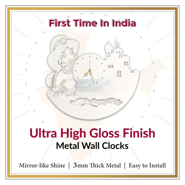 White_Desert_Princess_Wall_Clock_Metal_Built_Ultra_High_Gloss_Metal_Wall_Clock_Silent_Non_Ticking_Movement_Fantasy_Wall_Decor_For_Kids_Room