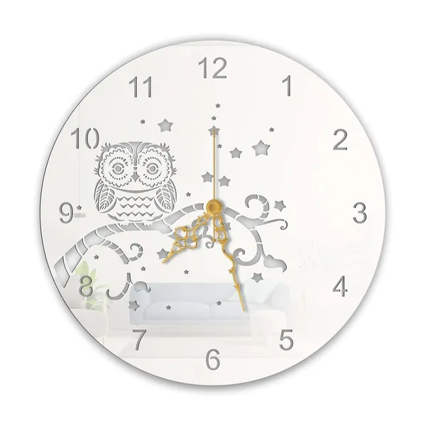 White_Night_Owl_Wall_Clock_Metal_Built_Ultra_High_Gloss_Silent_Non_Ticking_Movement_Modern_Wall_Decor_Living_Room_Bedroom_Kids_Room