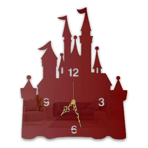 Wine_Red_Fairytale_Castle_Wall_Clock_Metal_Built_Ultra_High_Gloss_Metal_Wall_Clock_Silent_Non_Ticking_Movement_Kids_Room_Decor_Living_Room_Bedroom