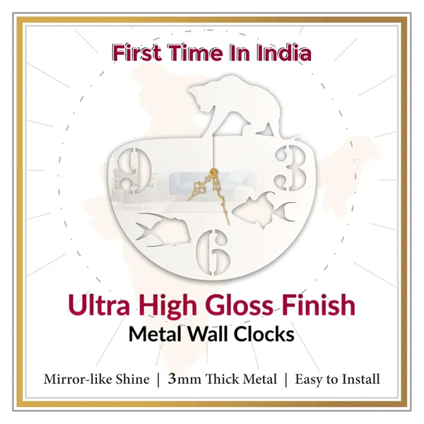 White_Cat_Fish_Bowl_Wall_Clock_Metal_Built_Ultra_High_Gloss_Silent_Non_Ticking_Movement_Unique_Pet_Theme_Wall_Decor_For_Living_Room