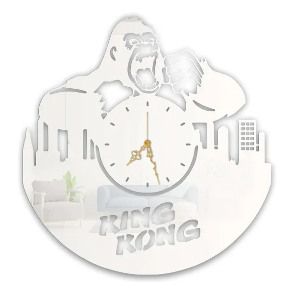 White_Giant_Ape_Titan_Wall_Clock_Metal_Built_Ultra_High_Gloss_Silent_Non_Ticking_Movement_Action_Wall_Decor_Living_Room_Bedroom_Fan_Cave