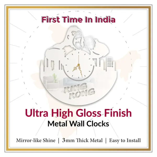 White_Giant_Ape_Titan_Wall_Clock_Metal_Built_Ultra_High_Gloss_Silent_Non_Ticking_Movement_Action_Wall_Decor_Living_Room_Bedroom_Fan_Cave