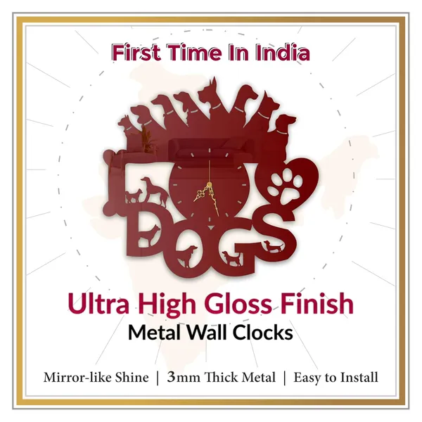 Wine_Red_Dog_Lovers_Wall_Clock_I_Love_Dogs_Design_Metal_Built_Ultra_High_Gloss_Silent_Non_Ticking_Movement_Pet_Lover_Wall_Decor_For_Living_Room