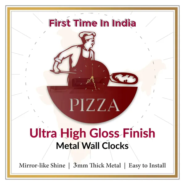 Wine_Red_Pizza_Chef_Kitchen_Wall_Clock_Ultra_High_Gloss_Metal_Built_Silent_Non_Ticking_Movement_Restaurant_Wall_Decor_Cafe_Dining_Room_Kitchen