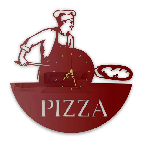 Wine_Red_Pizza_Chef_Kitchen_Wall_Clock_Ultra_High_Gloss_Metal_Built_Silent_Non_Ticking_Movement_Restaurant_Wall_Decor_Cafe_Dining_Room_Kitchen