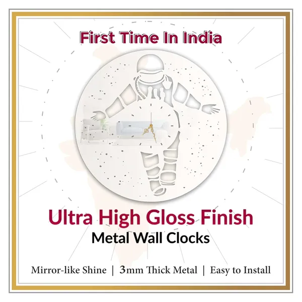 White_Cosmic_Astronaut_Wall_Clock_Ultra_High_Gloss_Metal_Built_Silent_Non_Ticking_Modern_Wall_Decor_Living_Room_Kids_Room_Bedroom_Study_Room